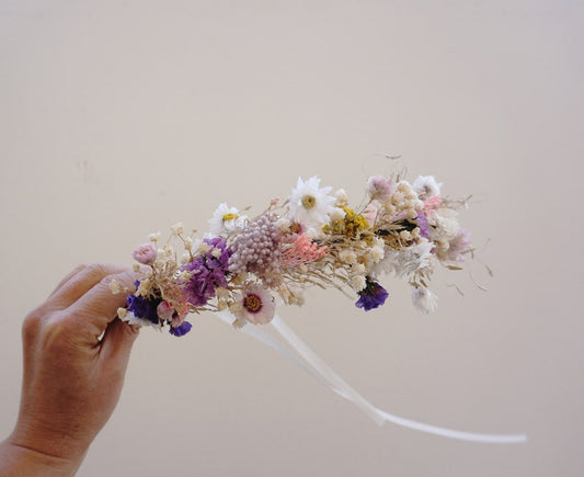 Pink Daisies and wildflowers dried flower crown