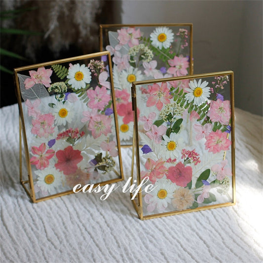 Handmade frame with nature pressed flowers