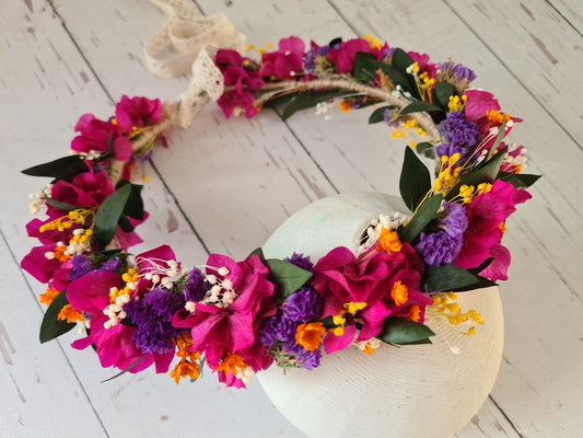 Fuchsia Dry Flower Crown